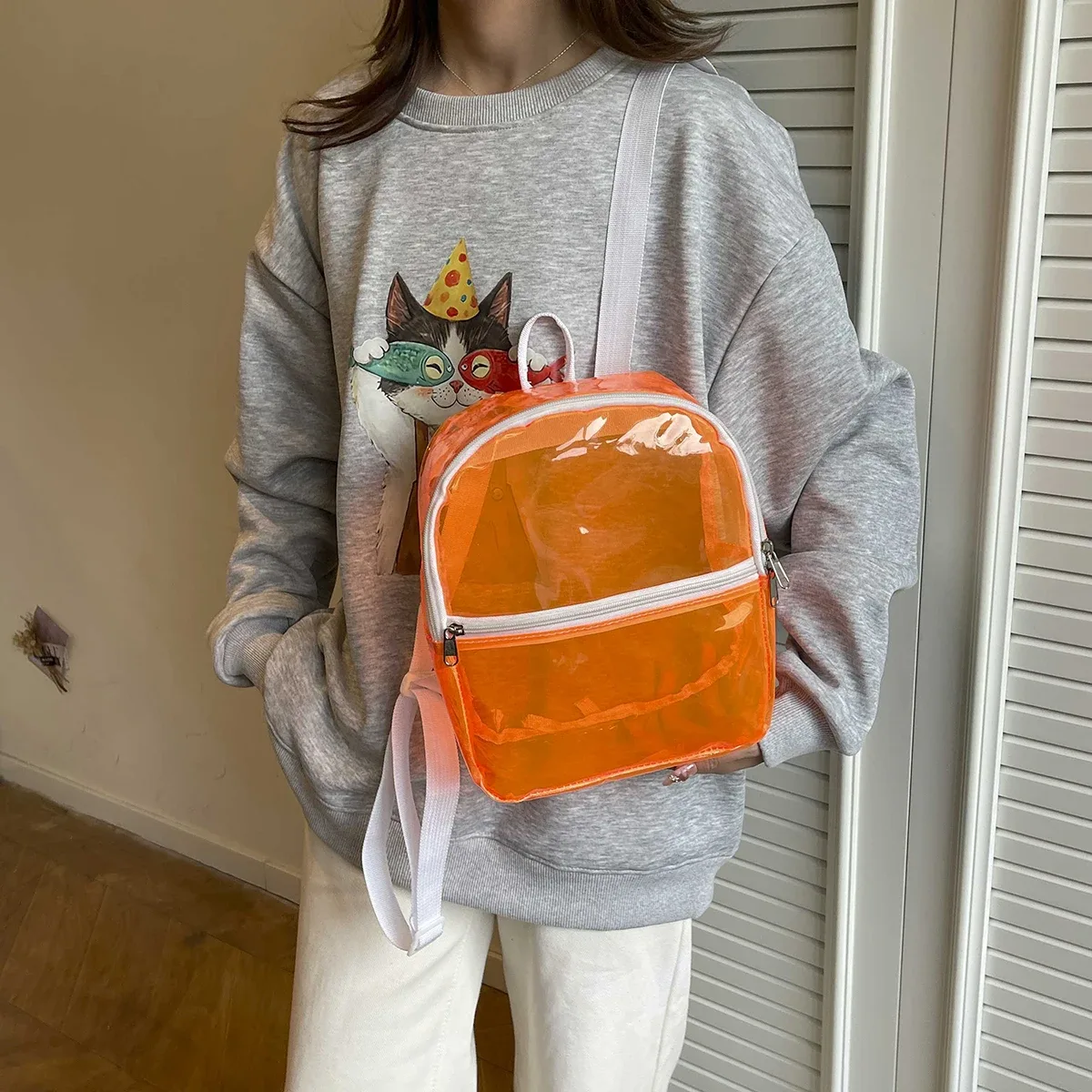 sac à dos holographique transparent, gelée de bonbons, sac de plage, voyage, randonnée, natation, cyclisme en plein air, sac d'école léger, sac de téléphone de rue