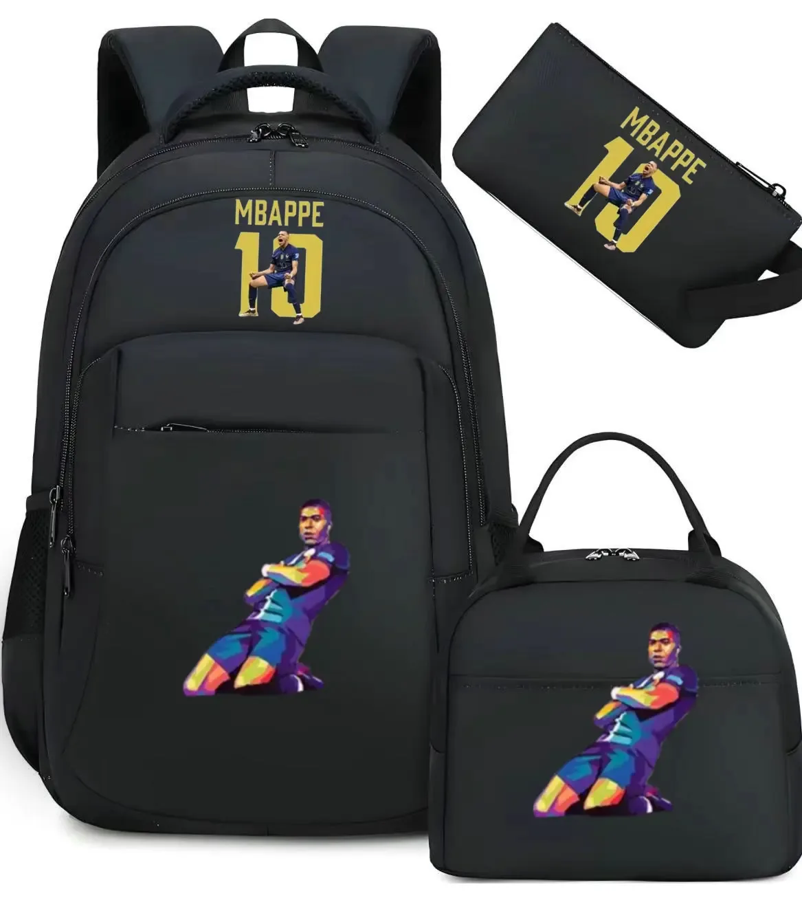 sac à dos m-mbappe camouflage 3 pièces, sacs d'école pour ordinateur portable, pour garçons et filles, sacs de voyage décontractés pour femmes et hommes, mochila