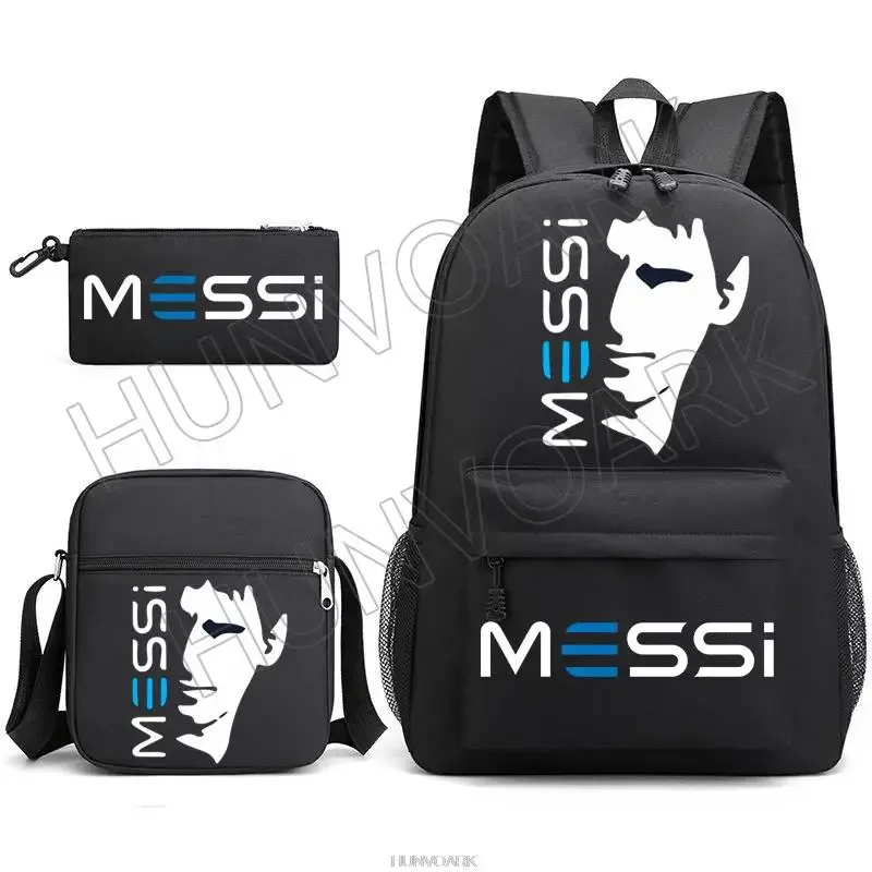 sac à dos super stars messi pour enfants, football, école, voyage, ordinateur portable, adolescents, étudiants, femmes, hommes, 3 pièces