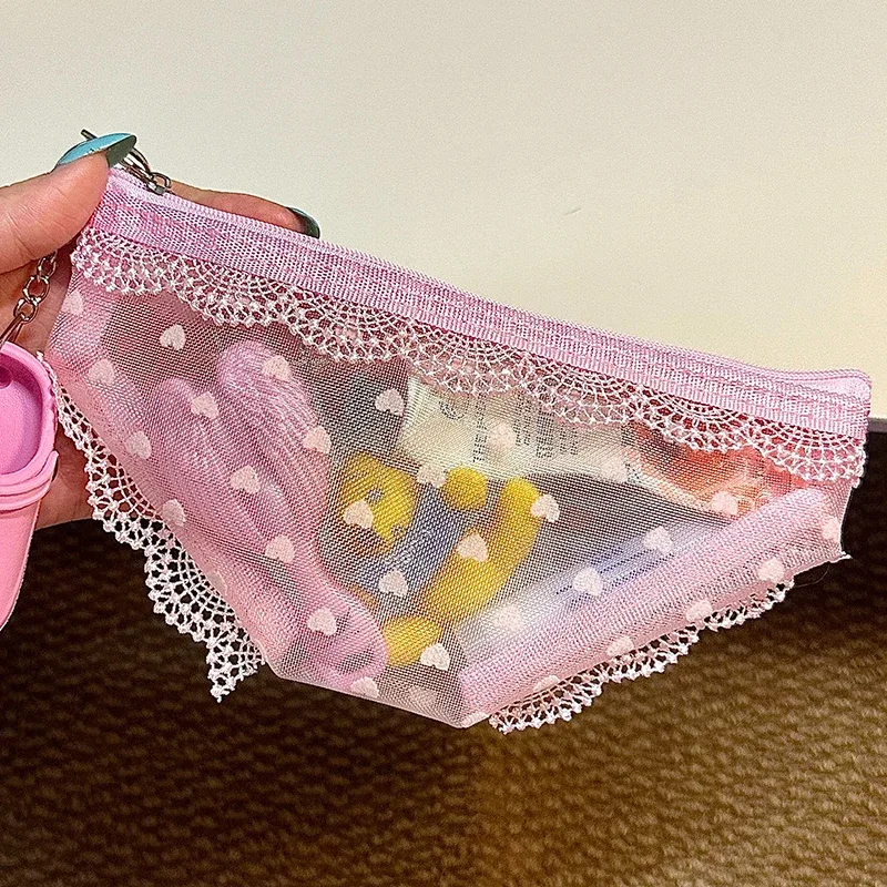 sac cosmétique multifonctionnel en maille y2k, sac de toilette décoratif transparent avec fermeture éclair, organisateur de bijoux de voyage