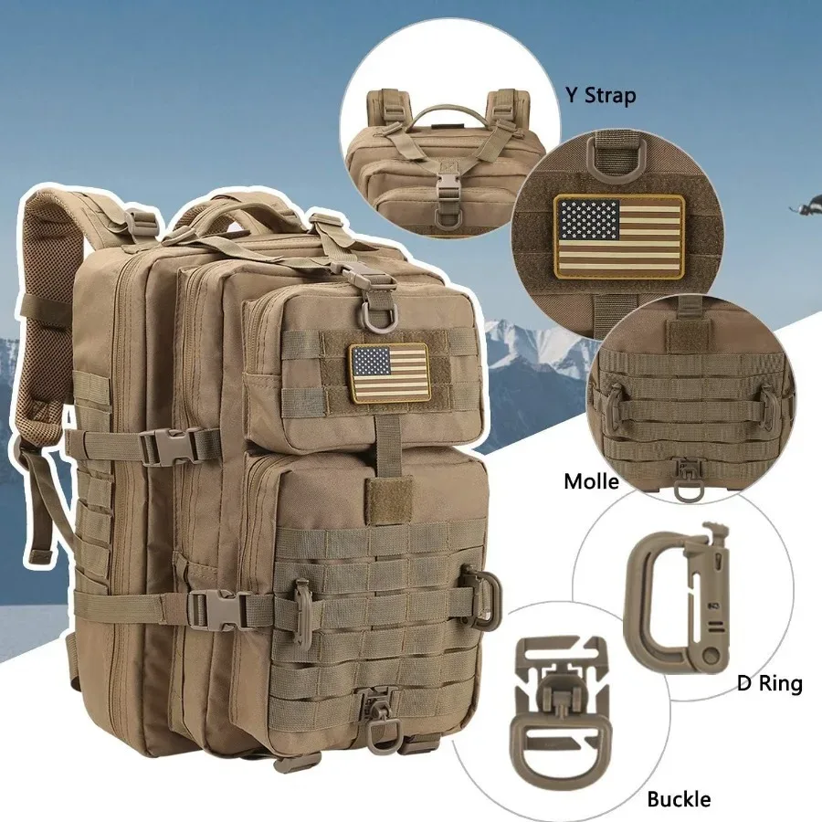 50l/30l sac à dos militaire d'assaut pour hommes, 3 jours bug out sac molle sac à dos pour camping sac à dos de sport en plein air sacs à dos