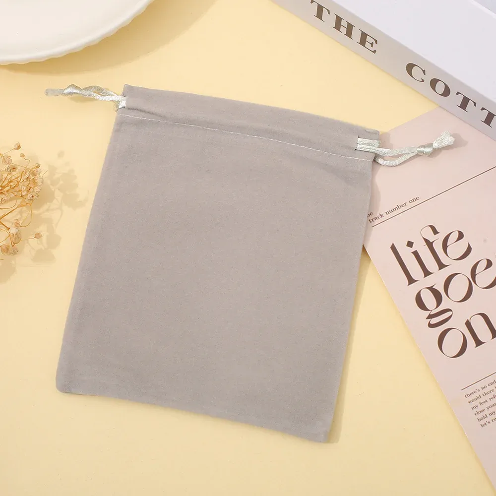 lot de 10 pochettes à cordon en flanelle avec impression de logo personnalisé, sac de rangement pour bijoux en velours doux coréen, petit sac à cordon portable