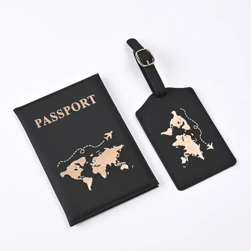 ensemble de porte-passeport de voyage pour femmes et hommes, housse de protection pour passeport de voyage, sacs étiquettes de bagages, accessoires de voyage