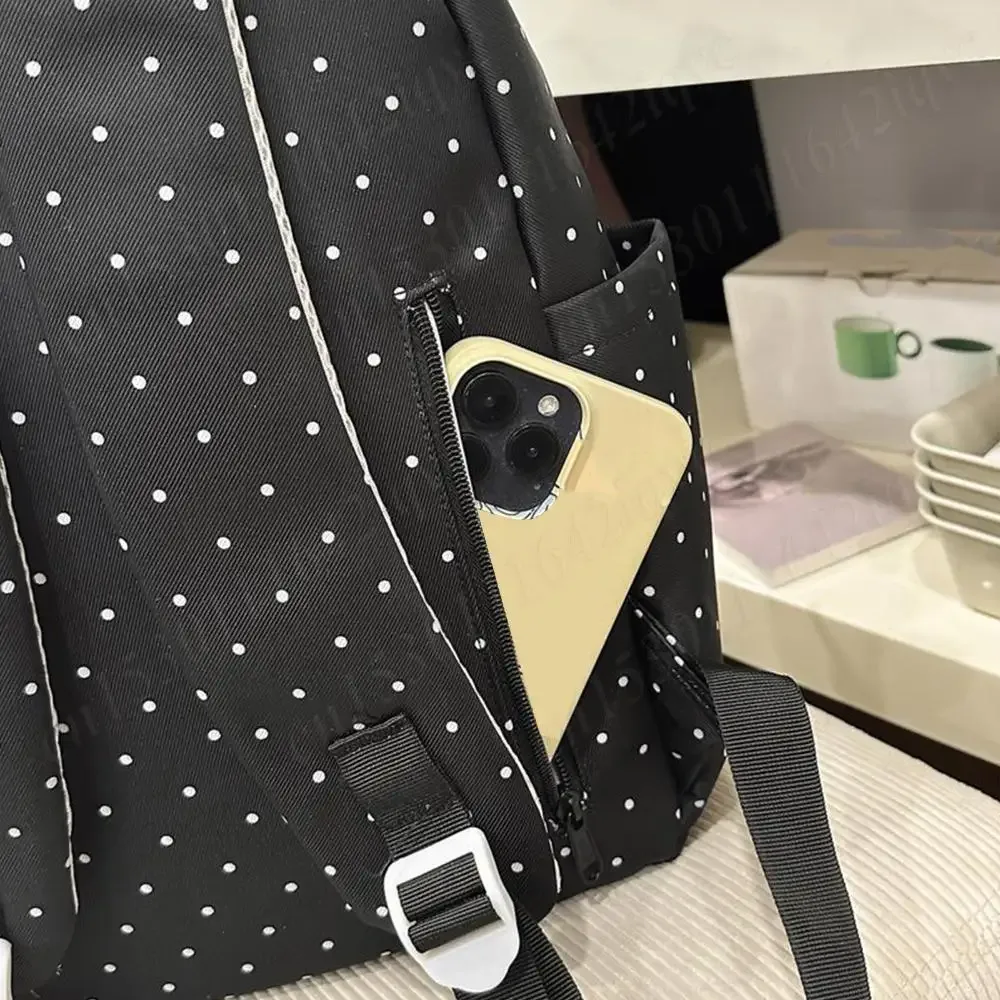 sac à dos décontracté en nylon pour femmes, à pois, motif touches de piano, sac d'école, sac à livres avec pendentif, sac de voyage pour filles, sac à main mignon pour ordinateur portable, sac à dos quotidien