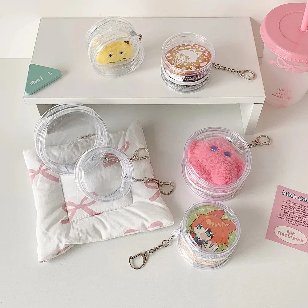 sac de présentation rond transparent en pvc pour badges, porte-épingles, vitrine pour figurines, sac à dos mignon pour bébé qui marche