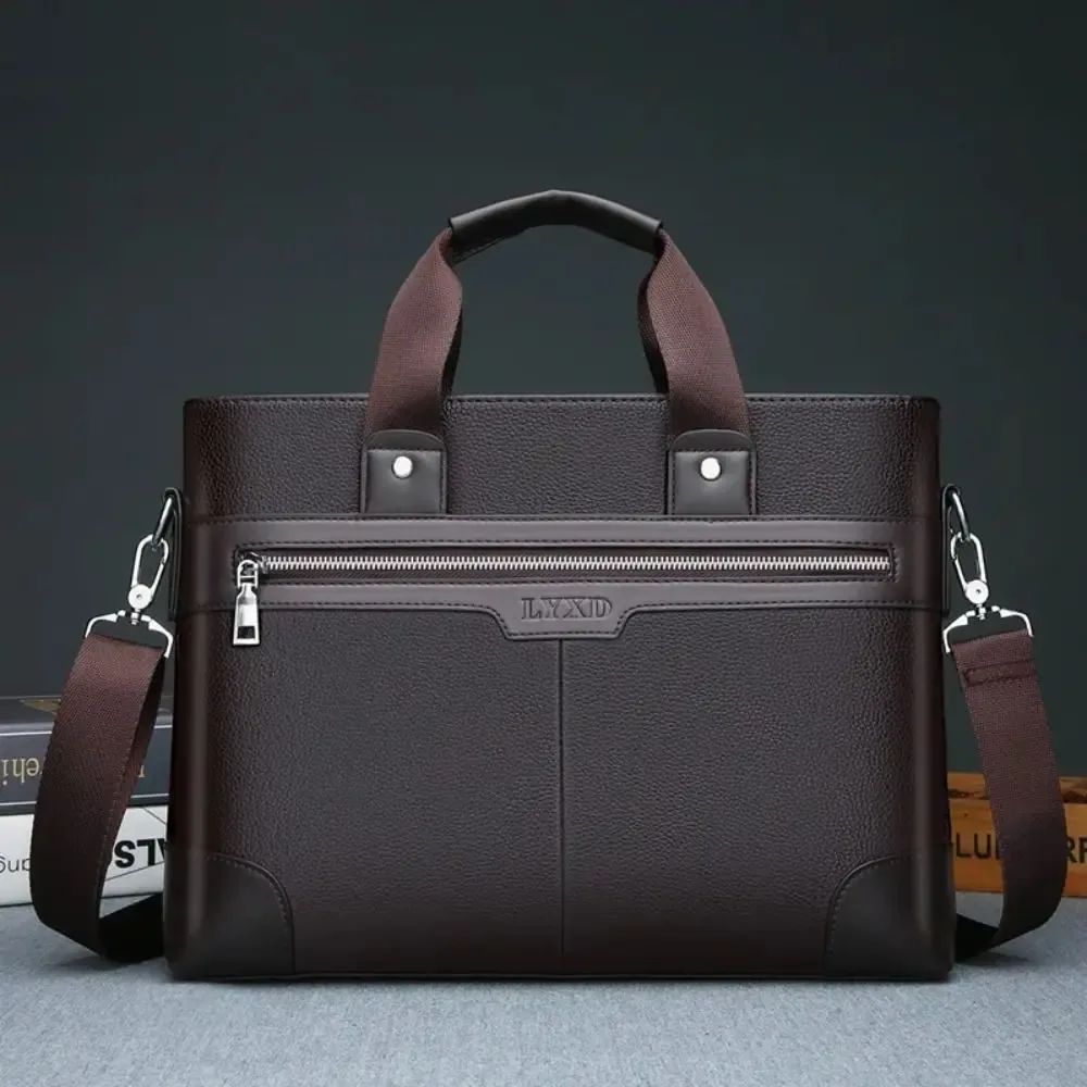 porte-documents en cuir pu grande capacité, fermeture éclair en tissu oxford, sac pour documents professionnels, organisateur de papiers multifonctionnel