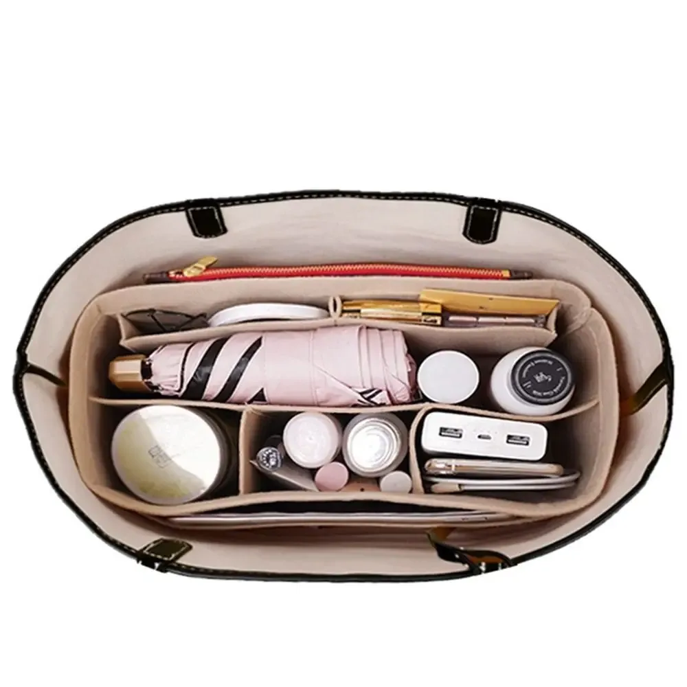 sac d'insertion en feutre grande capacité avec fermeture éclair, organisateur de sac à main multi-poches pour lv speedy25/30/35/gentlewoman