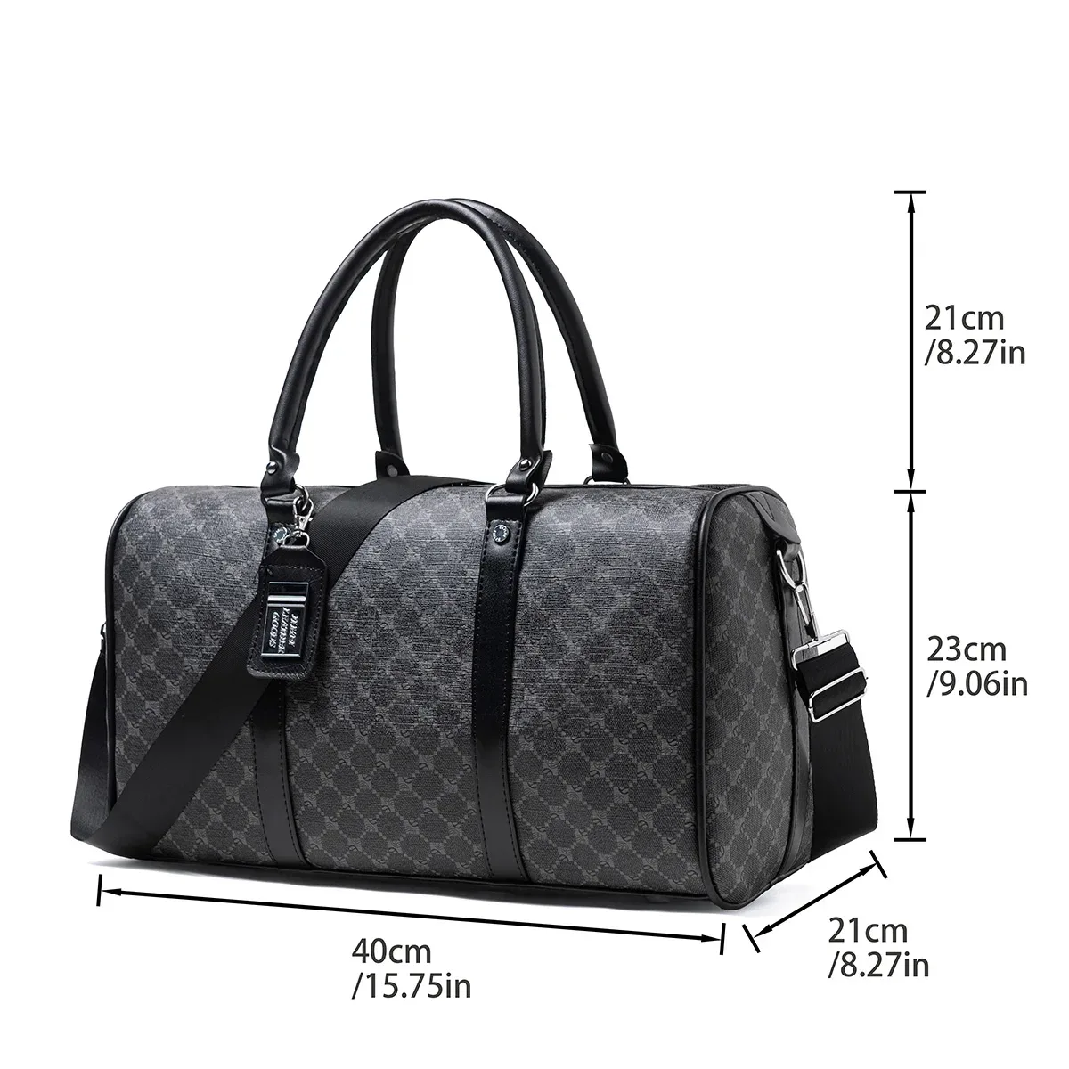 sac de voyage noir à fermeture éclair pour hommes, double poignée avec bretelles larges, tissu imperméable, résistant à l'usure, facile à nettoyer, pour les voyages, les voyages, les affaires, les vêtements, les livres