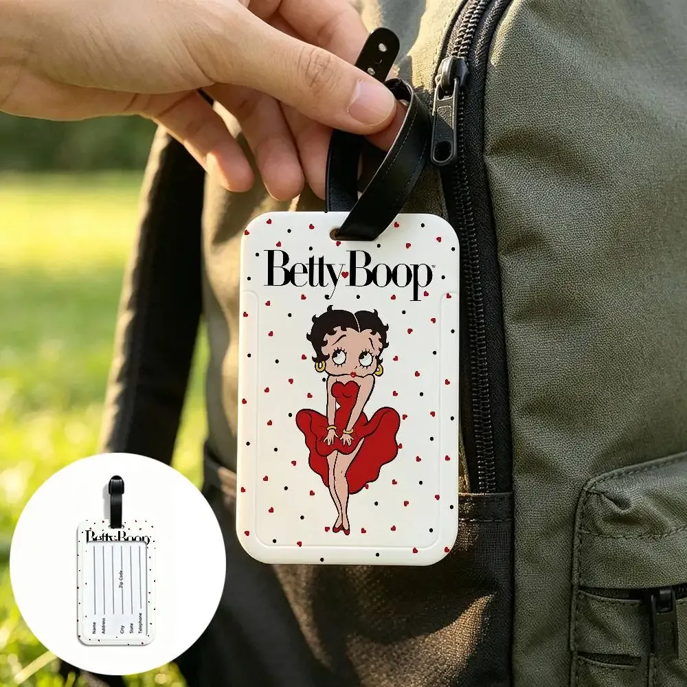 étiquette de bagage anti-perte anime b-bettys sexy boop, porte-carte d'identité en pvc, étiquette de nom pour bagages pour voyage en plein air