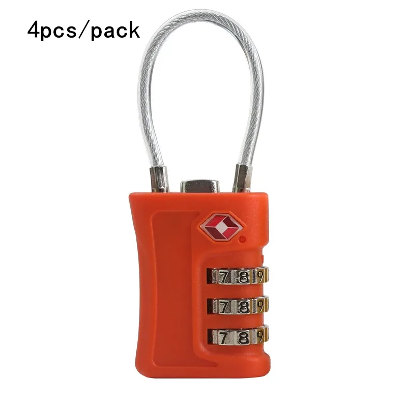 lot de 4 cadenas à code douanier tsa pour bagages de voyage, cadenas noir à design contrastant, cadenas à combinaison à 3 chiffres, code modifiable