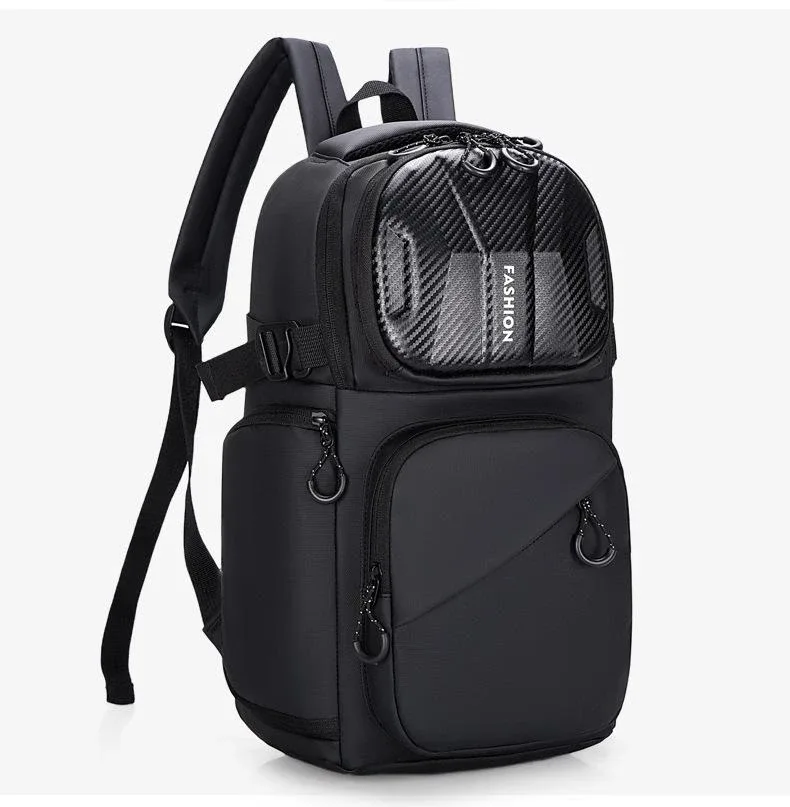 nouveau sac d'équitation de motard de sport en fiber de carbone sac à dos multifonctionnel étanche à coque rigide sac d'ordinateur portable d'étudiant décontracté en plein air pour hommes
