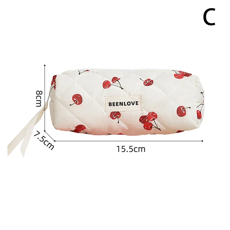 trousse à cosmétiques en coton matelassé pour femme, jolie trousse de toilette portable, organisateur, fleur à fermeture éclair, lavage de voyage, aucun imprimé
