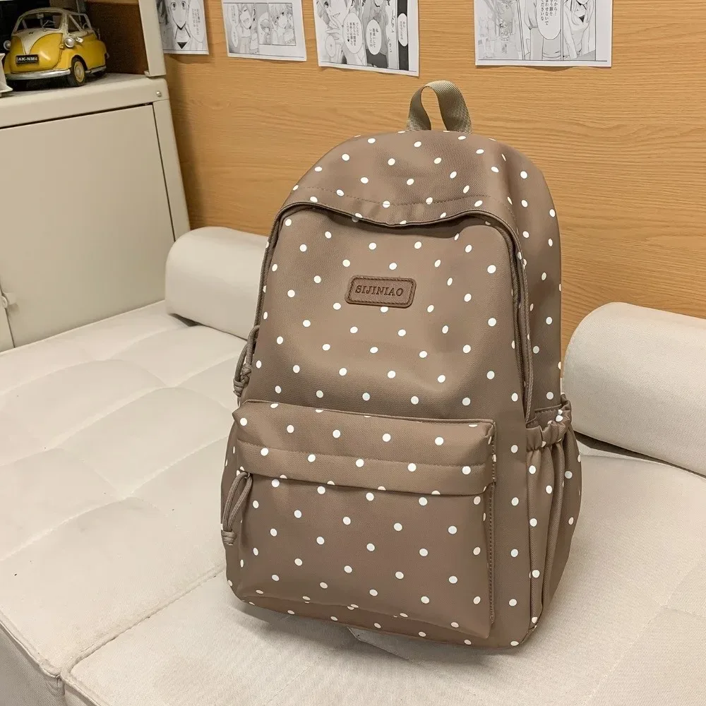 sac à dos quotidien à double bandoulière à pois, grande capacité, mignon, imperméable, durable, pour l'école et le bureau