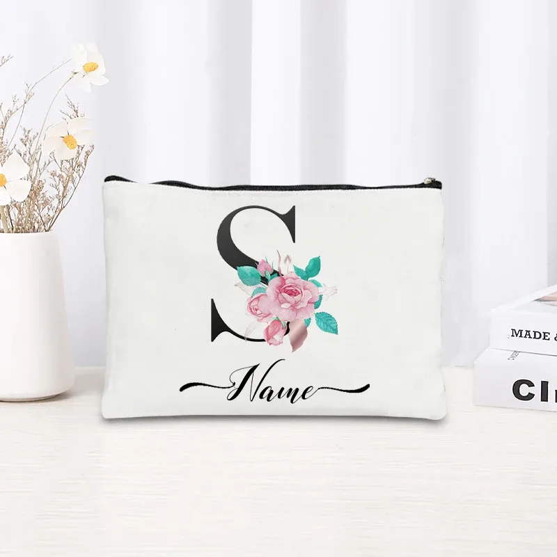 trousse de maquillage personnalisable avec nom, trousse de maquillage de voyage, trousse de maquillage pour mariage, trousse de maquillage individuelle, trousse de maquillage en toile pour fêtes, organiseur de cosmétiques, cadeaux pour femme