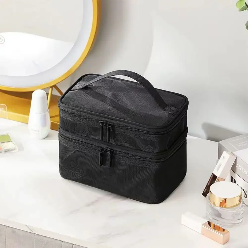 sac à cosmétiques de voyage en maille transparente pour femmes, trousse de maquillage et de toilette, sac de rangement, sac organisateur de maquillage