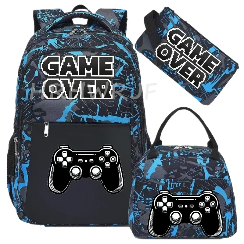 lot de 3 sacs à dos camouflage pour garçons avec sac à déjeuner, grande capacité, pour l'école, les livres et les voyages