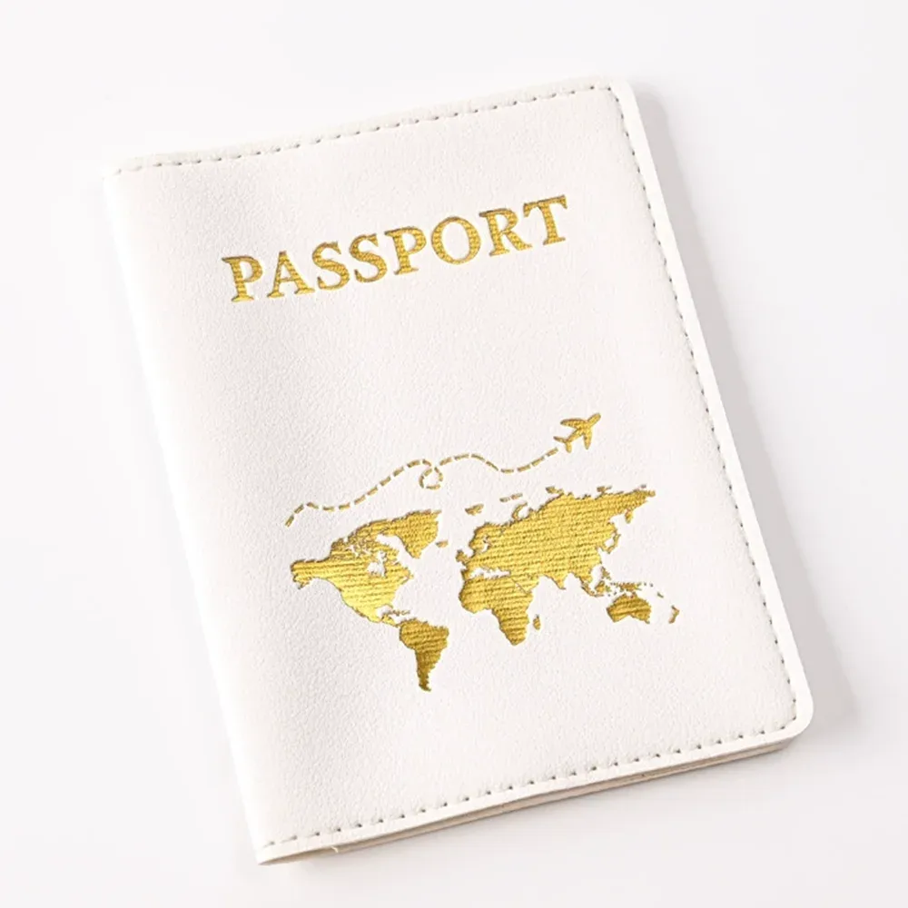 couverture de passeport personnalisée avec nom et initiales, carte du monde dorée, porte-passeport personnalisé, nouveaux accessoires de voyage pour femmes et hommes