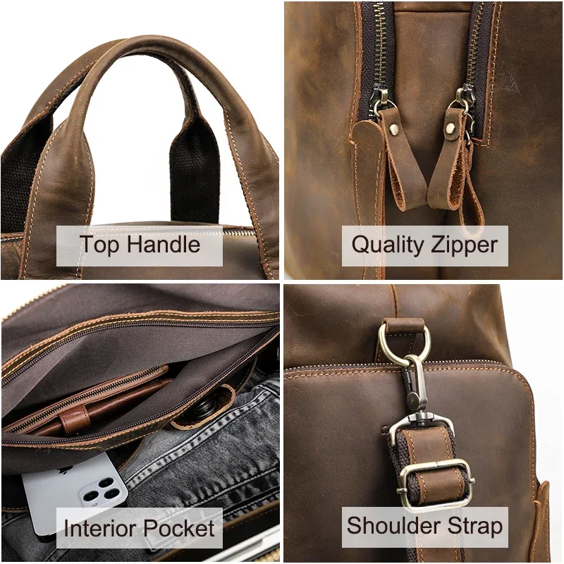 contact's – sac de voyage vintage en cuir véritable pour homme, fourre-tout à bandoulière de grande capacité