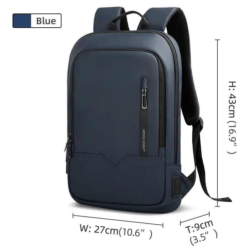 heroic knight – sac à dos d'affaires pour hommes, fin, étanche, pour ordinateur portable de 14 pouces, léger, pour collège, à la mode, pour femmes, noir