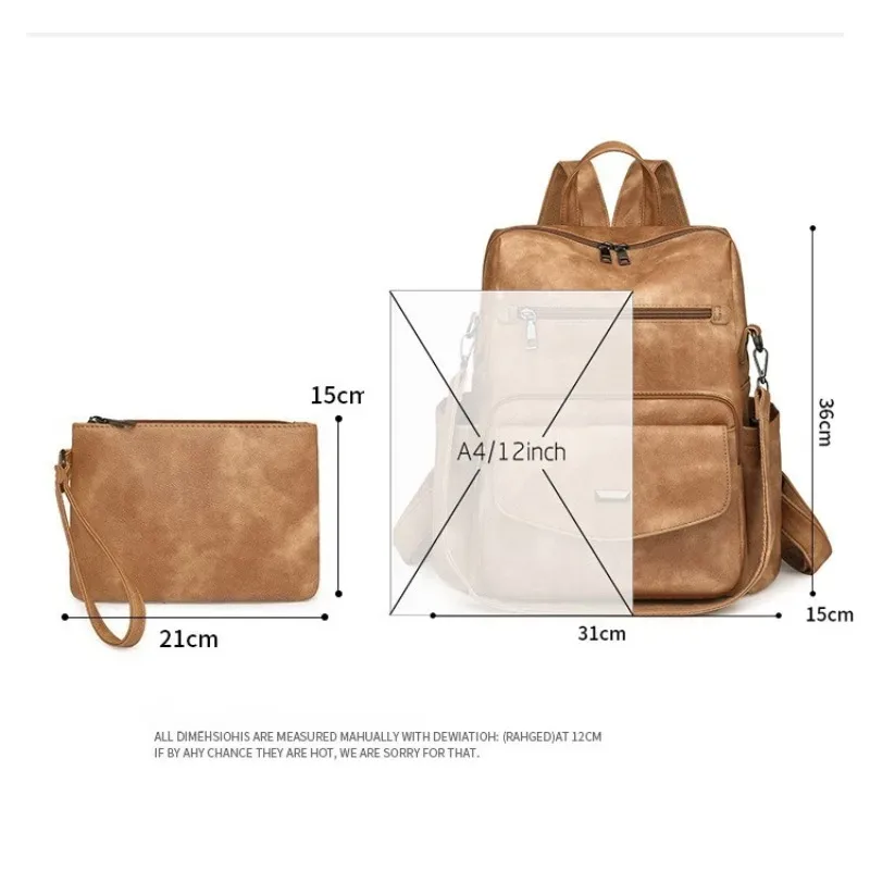 sac à dos en cuir pu pour femmes, imperméable, antivol, grande taille, mode rétro, voyage, collège, travail, portefeuille, sac à bandoulière, 2025