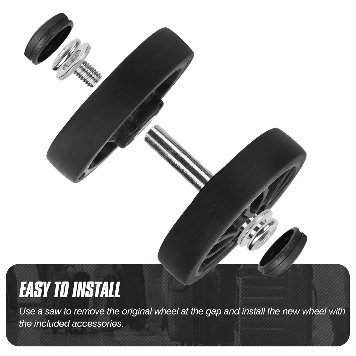 roues de rechange noires pour bagages, 8 pièces, avec vis, roues pour bagages de voyage, pièces de rechange pour valise, axes de 50mm, roulettes de réparation