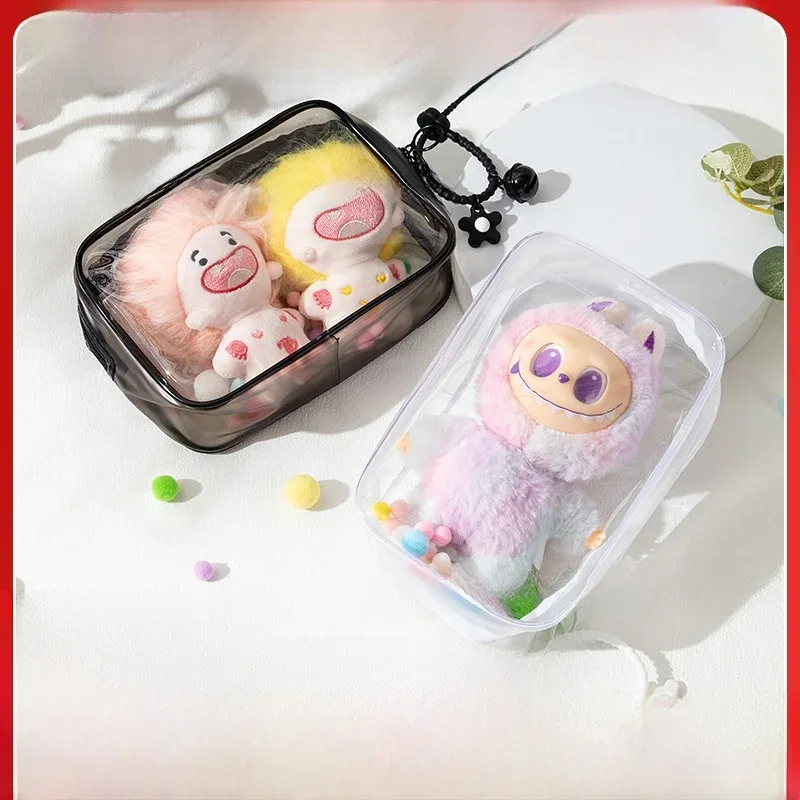 Étui de protection en coton épais Labubu pour poupée, anti-poussière, transparent, sac de transport pour poupée, sac de rangement pour poupées