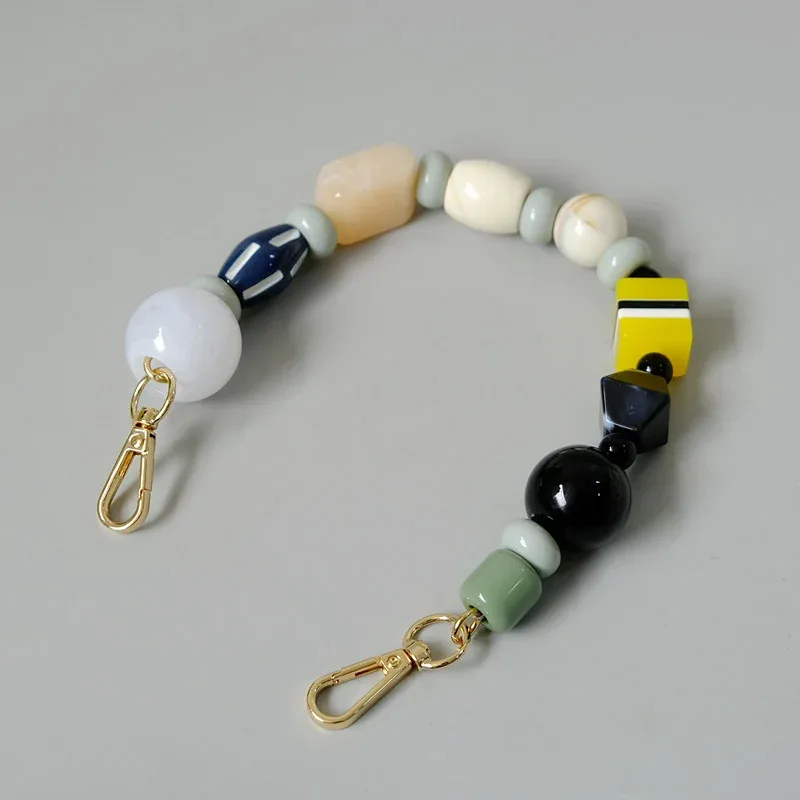 pièces d'accessoires de sac pour femmes, perles colorées en résine, bracelet décroissant pour les mains, sangle de coque de téléphone, poignée de remplacement, nouveau