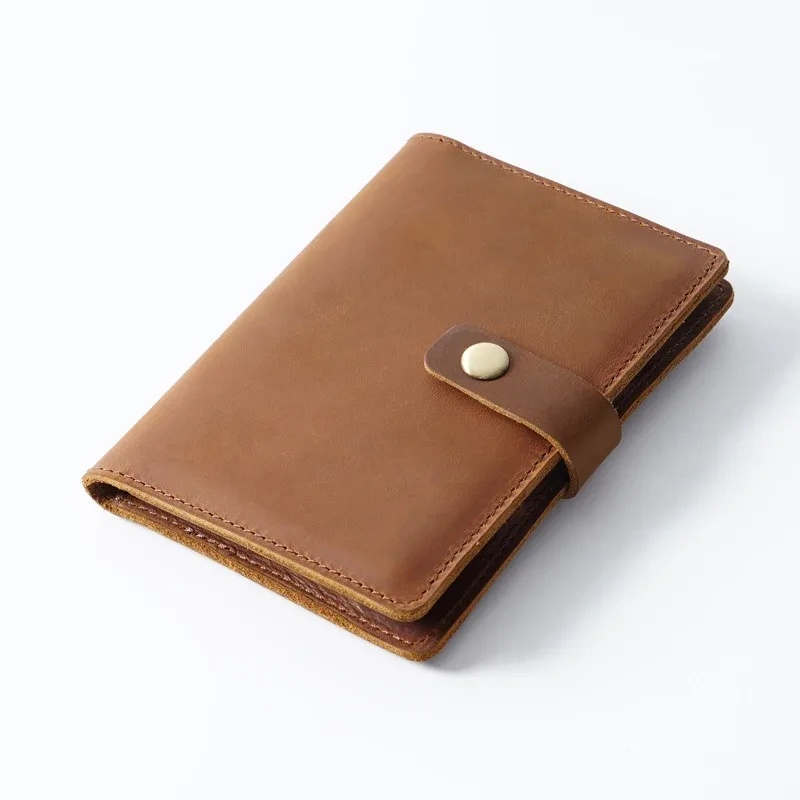 portefeuille de passeport en cuir crazy horse – organiseur de voyage rétro, porte-billet multifonction bloquant rfid pour hommes et femmes