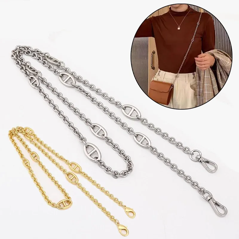 Chaîne Sangle Sac Métal Or Argent Marron Motifs Simples Voyage Mode Accessoires Bandoulière Épaule Transport