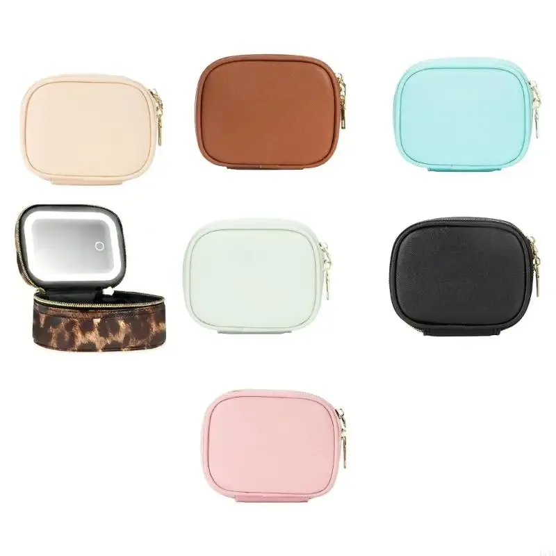 L74F Mini trousse maquillage avec miroir Led, 3 Modes d'éclairage, petite trousse à cosmétiques Rechargeable