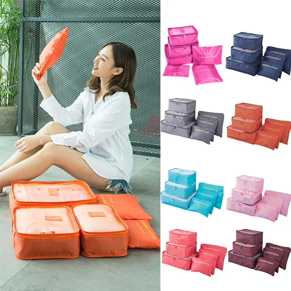 sac de rangement de voyage pour vêtements, ensemble de 6 pièces, pour garde-robe, valise en poudre, étui pour chaussures, cube d'emballage
