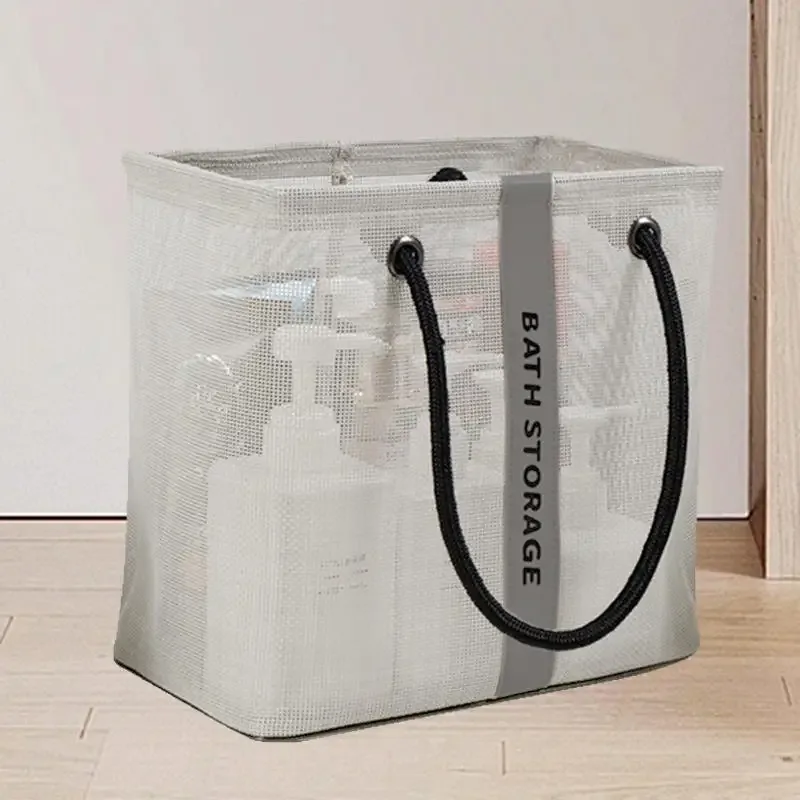sac de toilette en maille avec poignée, grande capacité, séchage rapide, organisateur, panier de rangement portable pour salle de bain, douche, voyage