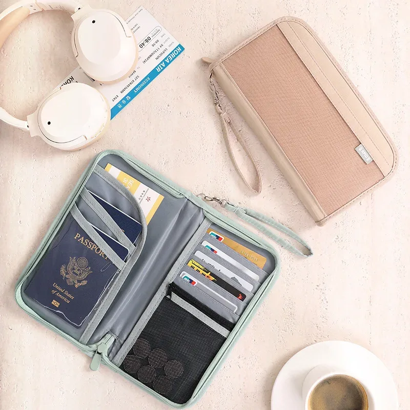 portefeuille de passeport multi-styles, organiseur de documents de voyage portable, porte-cartes multiple, sac de rangement pour documents pour les voyages d'affaires