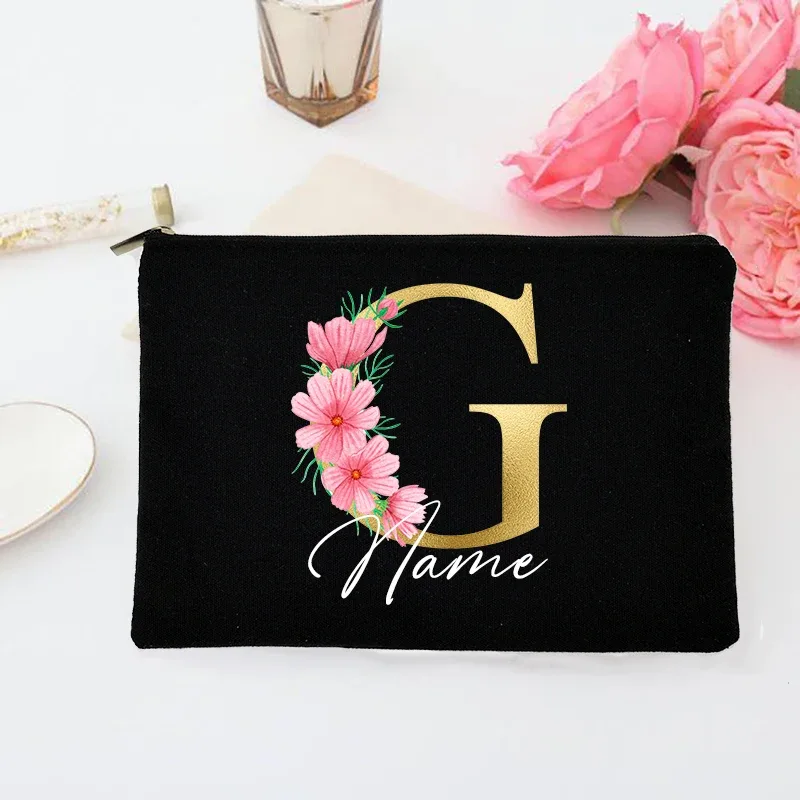 pochette de maquillage personnalisée avec initiales et nom, trousse de toilette de mariée, pochette de toilette monogramme, cadeaux de mariage pour demoiselle d'honneur