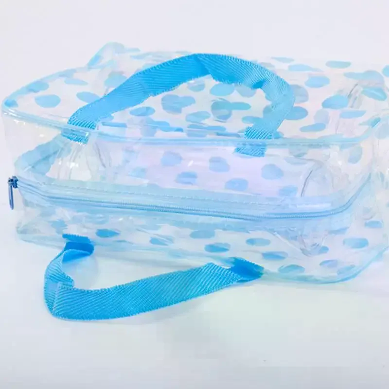 trousse de toilette transparente en pvc à pois, motif animal mignon, imperméable, portable, pour femmes, trousse de voyage, rangement de maquillage, organisateur.
