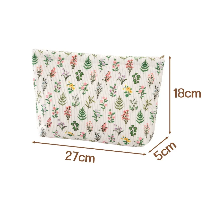 pochette de maquillage en velours côtelé à motif cœur, légère, avec fermeture éclair, multifonctionnelle, pour accessoires de toilette, sac de rangement