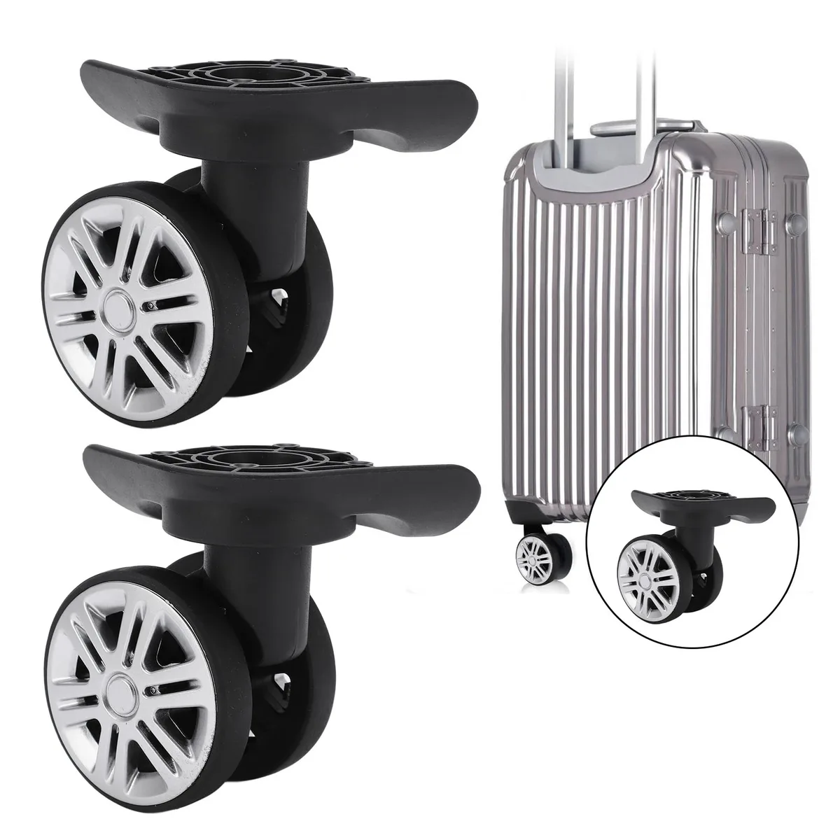 Roue Pivotante Bagage Plastique Noir Haute Qualité Installation Facile Vis Multiples Durables Mode Silencieuses