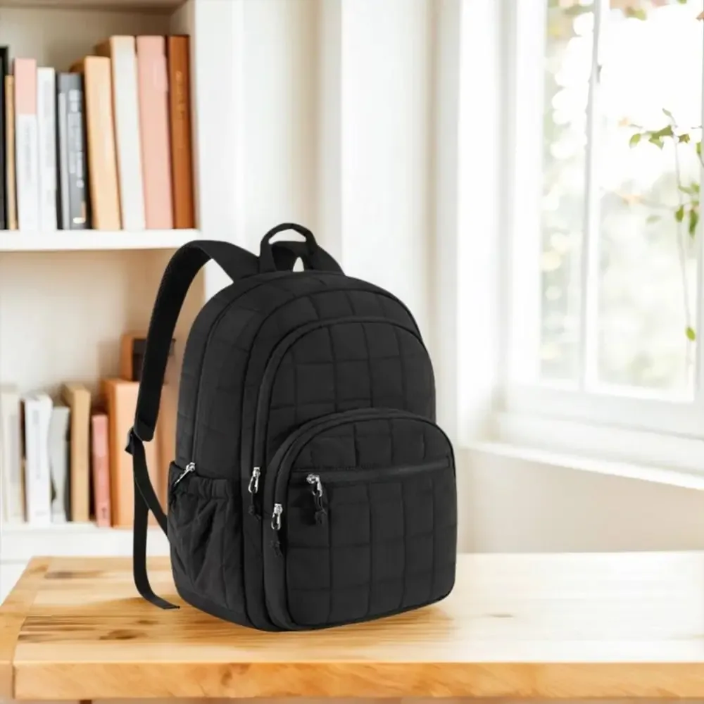 sac à dos de voyage créatif, tendance, matelassé à carreaux, pour étudiants, durable, couleur unie, sac à bandoulière à motif de dessin animé, pour usage universitaire