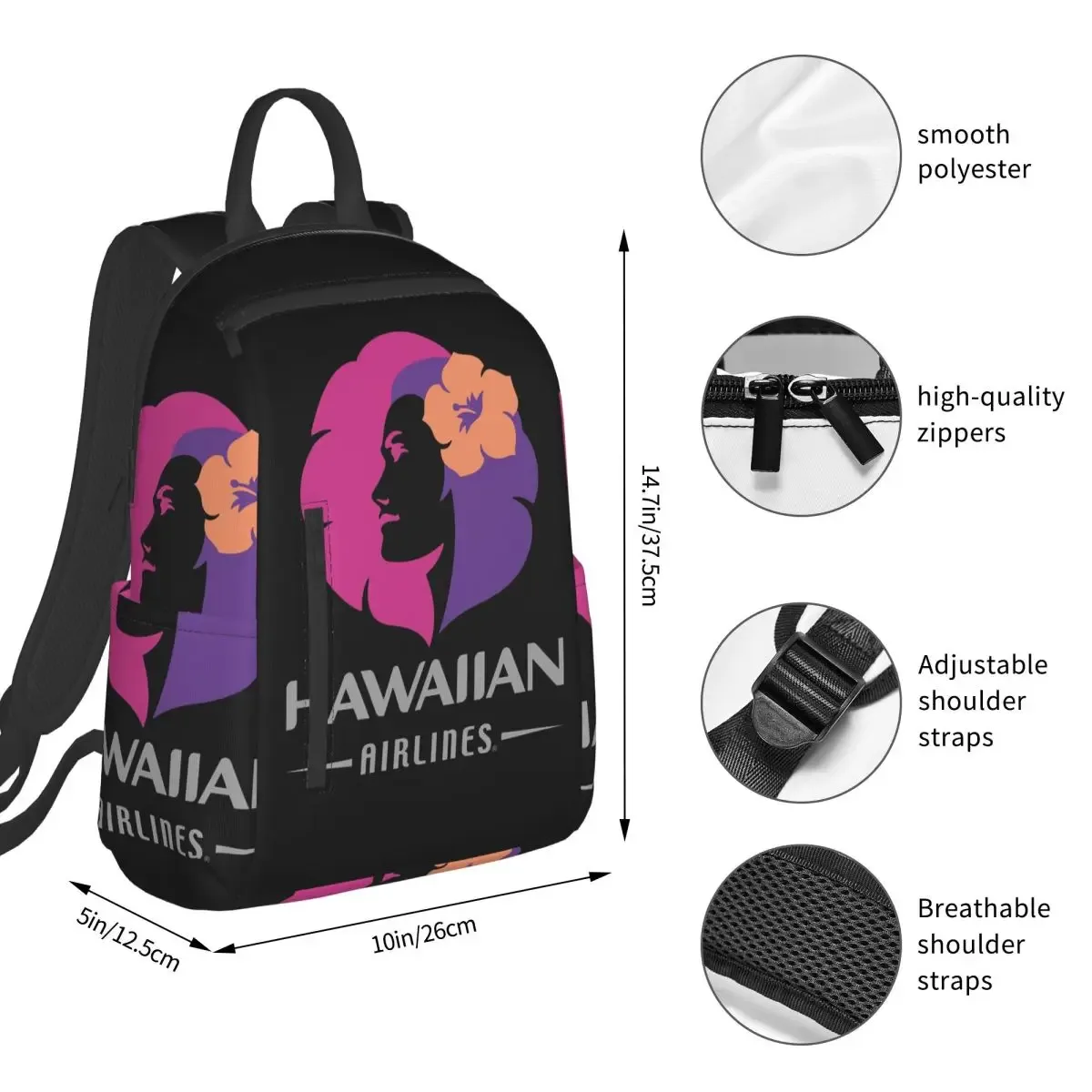 hawaiian airlines herc travel – sac à dos pour garçons et filles, sac d'école, sacs à bandoulière pour hommes et femmes, soldes de fin d'été