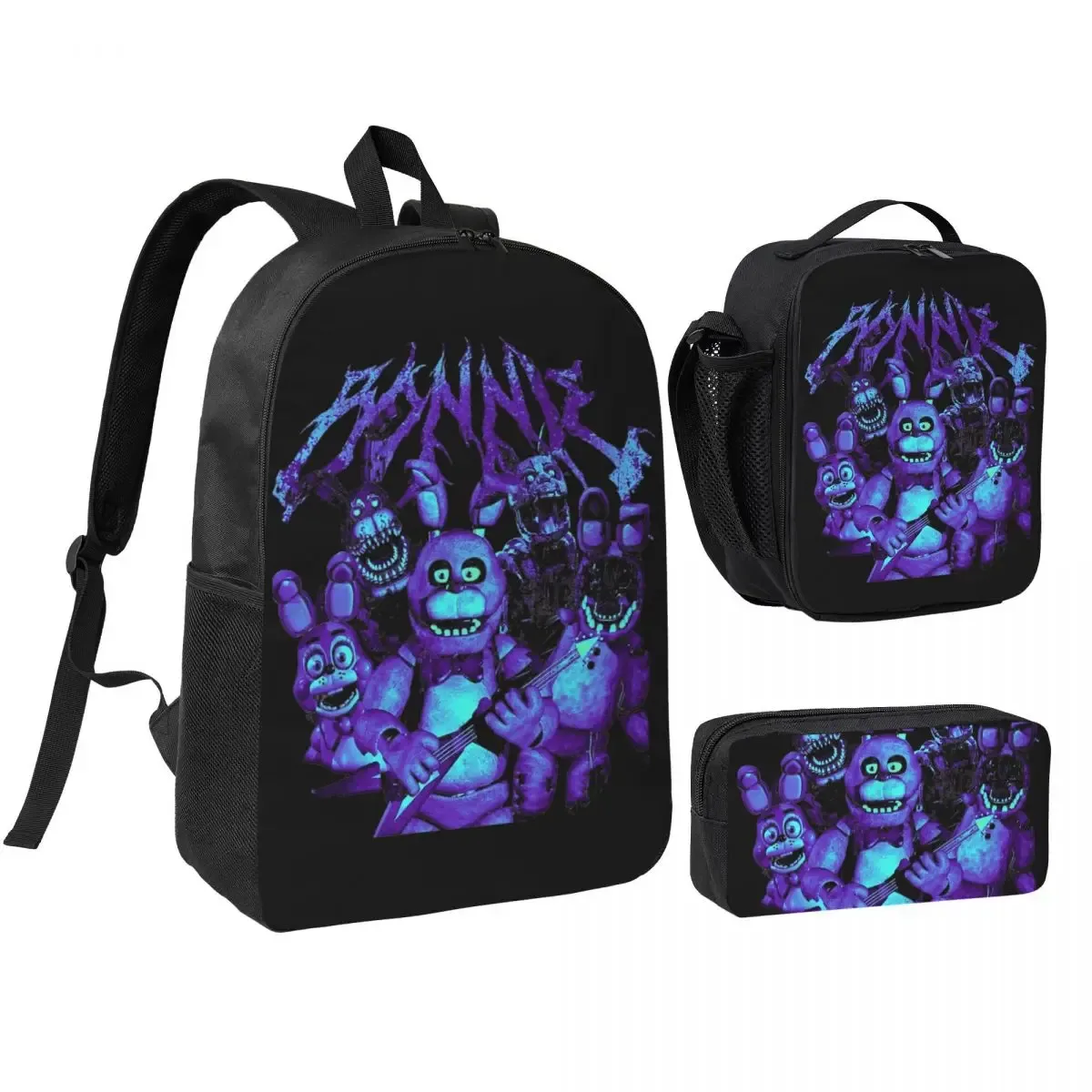 sac dos polyester noir motif clown stylistique bourse déjeuner trousse stylos accessoires voyage étudiant retour école portable