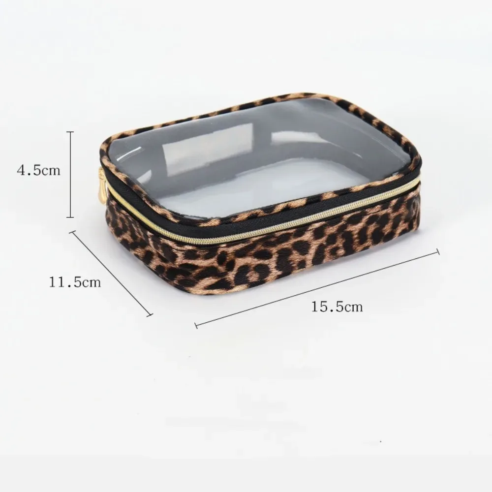 nouveau sac de maquillage imprimé léopard, sac à cosmétiques de voyage transparent de grande capacité avec fermeture éclair, sac de rangement étanche