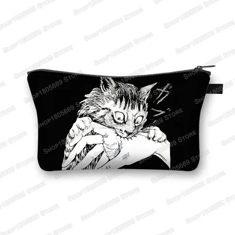 trousse à cosmétiques imprimée manga d'horreur tomie spiralized pour femmes, trousse de maquillage, rouge à lèvres, trousse de toilette, mini sac à main pour filles, trousse à cosmétiques