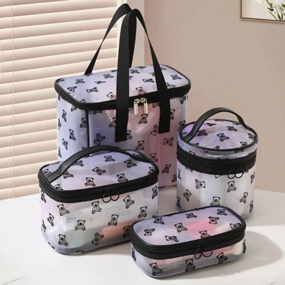 Sacs à cosmétiques en maille grande capacité, pochette de rangement multifonctionnelle pour articles de toilette, fermeture éclair avec poignée, organisateur d'objets divers pour le camping