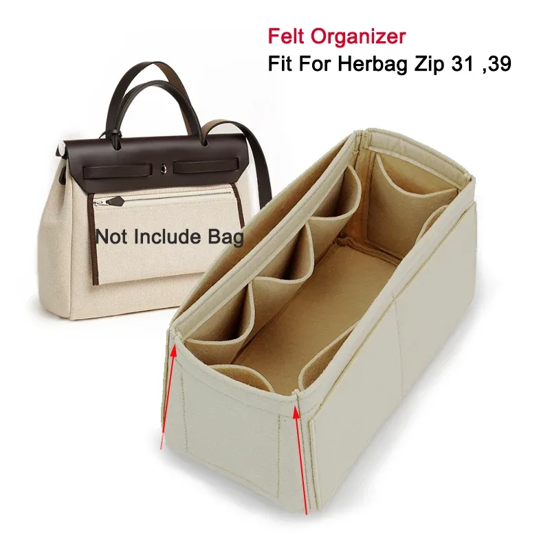 organisateur d'insertion adapté pour h herbag zip 31 39, doublure de fourre-tout pour sac à main pour femme, porte-monnaie intérieur façonnant, 50 52, accepter les tailles personnalisées