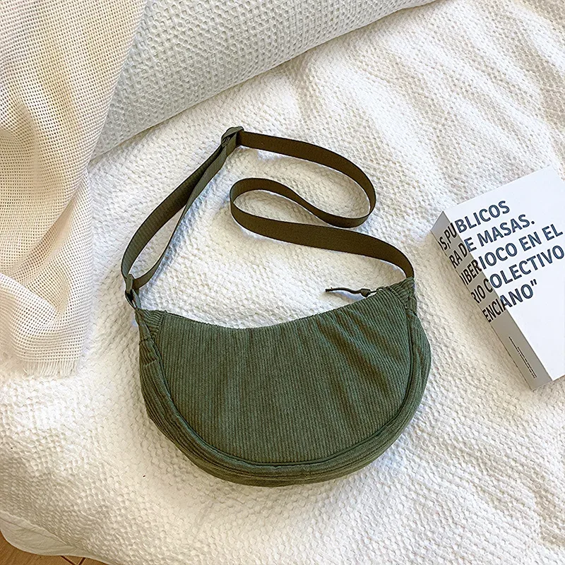 sac à bandoulière hobos en velours côtelé pour femmes, couleur unie, rétro décontracté, sacs à bandoulière pour dames, sacs à main de voyage quotidiens, sacoche