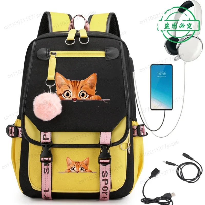 sac à dos kawaii chat de dessin animé tendance anime pour adolescentes et adolescents, sac d'école, sac de voyage pour ordinateur portable