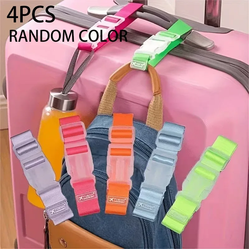 sangle de bagage portable et sécurisée avec crochet et boucle — ceinture d'emballage pour valise de voyage, attache de bagage et sangle de fixation (1/4 pièces)