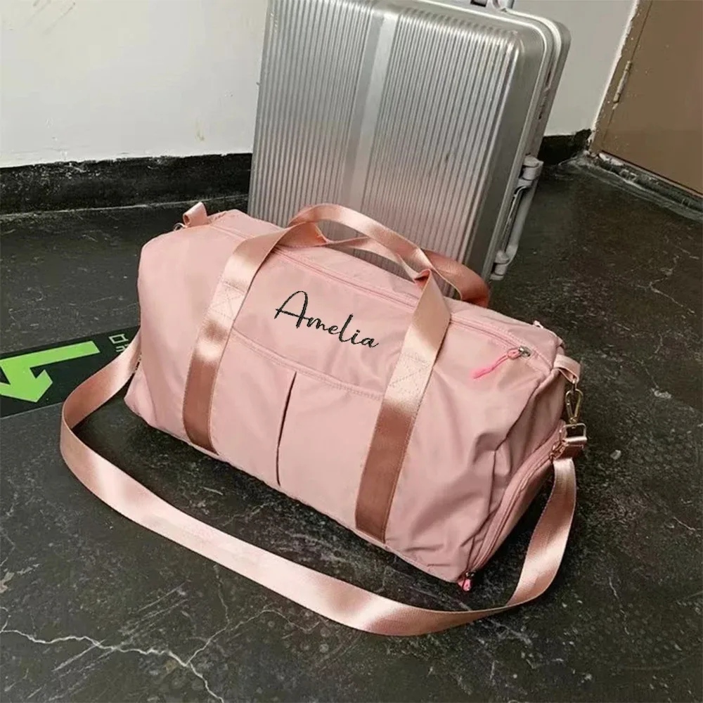 sac de voyage brodé, nouvelle tendance, nom personnalisé, grande capacité, séparation sèche et humide, sac à bagages, sac cadeau
