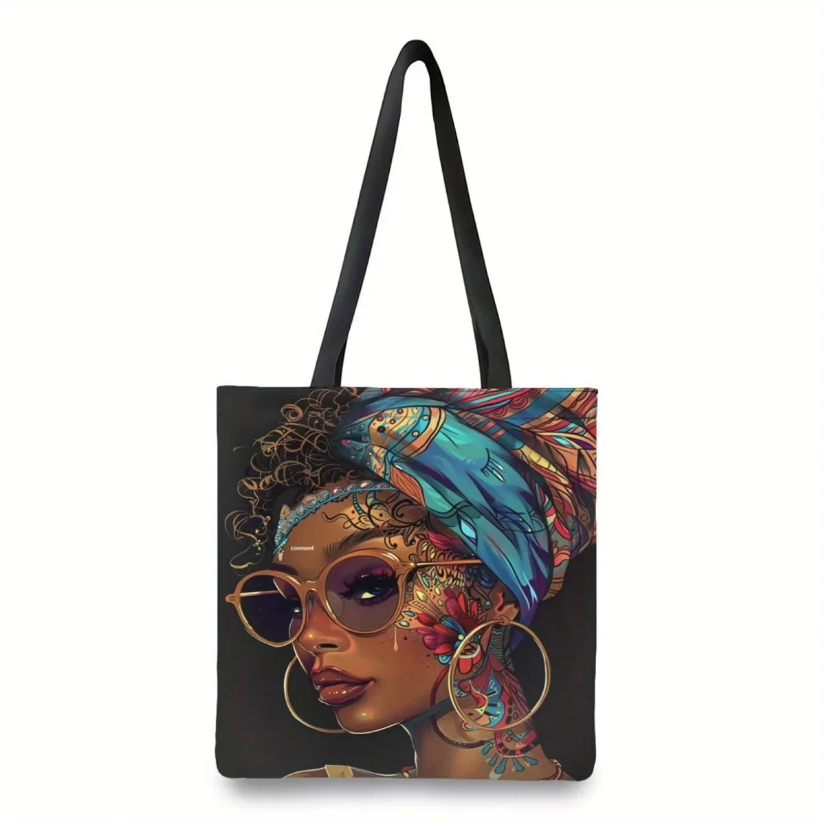 sac fourre-tout en lin imprimé pour femmes africaines, sac à bandoulière d'école esthétique, sac d'épicerie léger