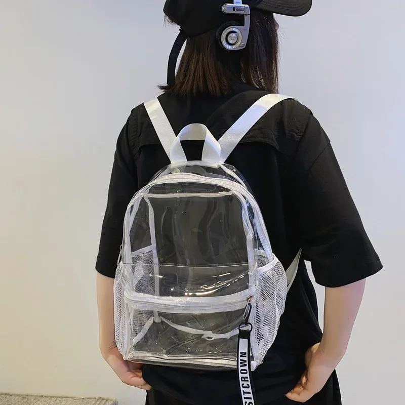 sac à dos transparent en gelée, sac de plage décontracté, sac à bandoulière double polyvalent pour les élèves du collège et du lycée et les étudiants de l'université